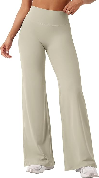 Leggings Rectos Mujer Cintura Alta Sin Costura Frontal Levanta Glúteos Pierna Ancha Yoga Fitness Casual