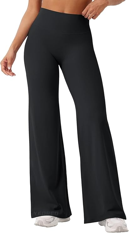 Leggings Rectos Mujer Cintura Alta Sin Costura Frontal Levanta Glúteos Pierna Ancha Yoga Fitness Casual