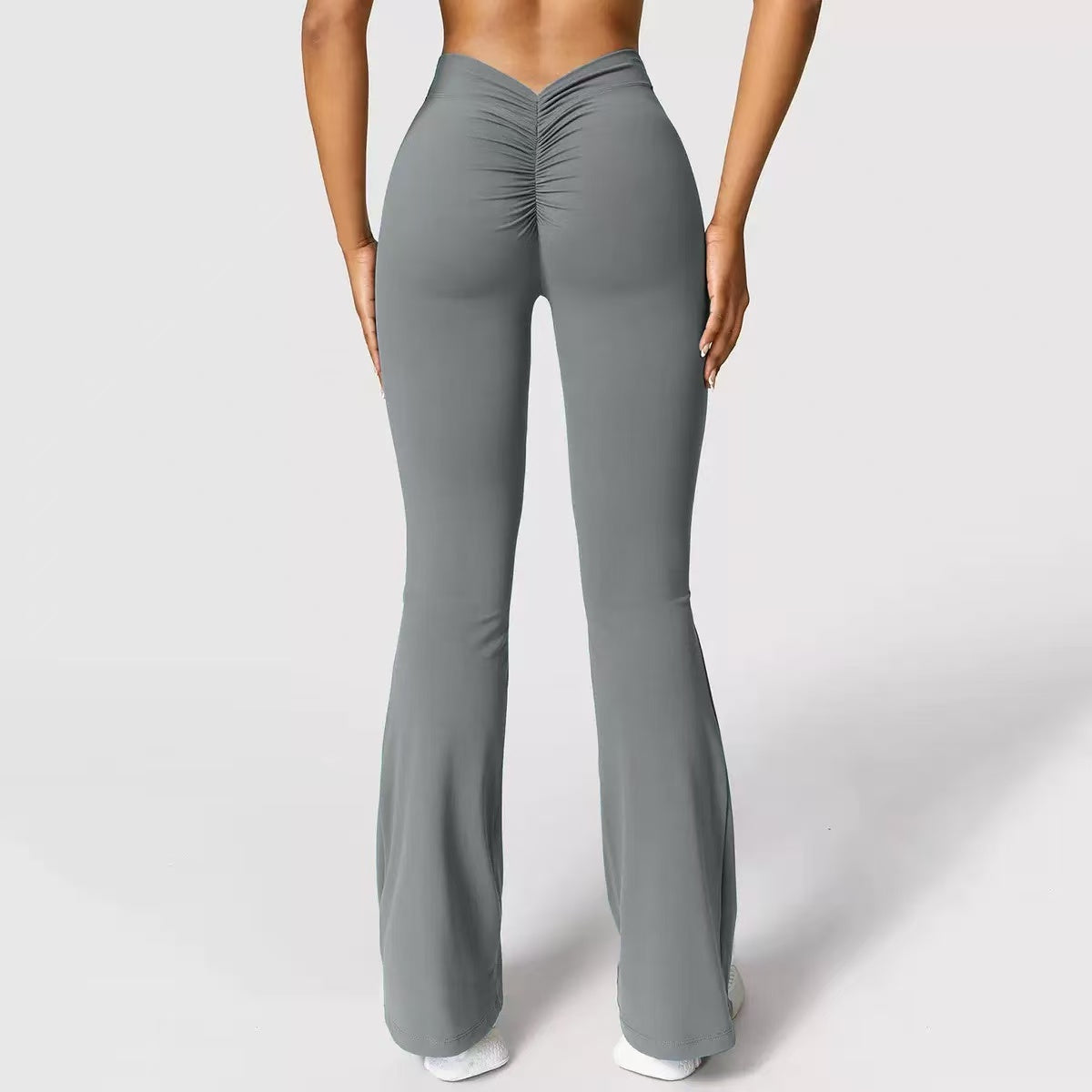 Leggings Mujer Pierna Ancha Acampanados Cintura Alta Levanta Glúteos Sin Costura Frontal Fitness Casual